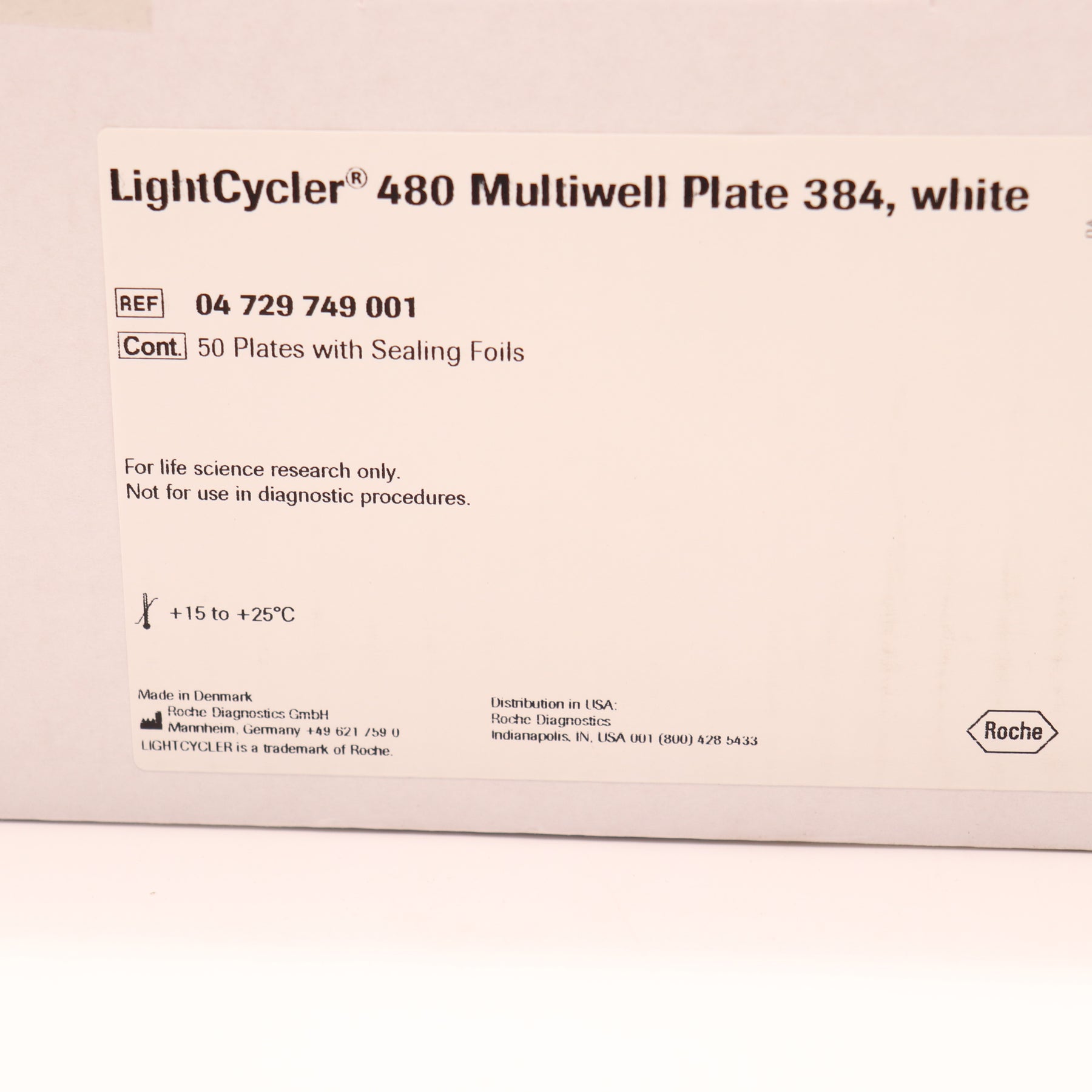 Roche LightCycler 480 Multiwell Plate 384, White W/ Sealing Foils 04729749001