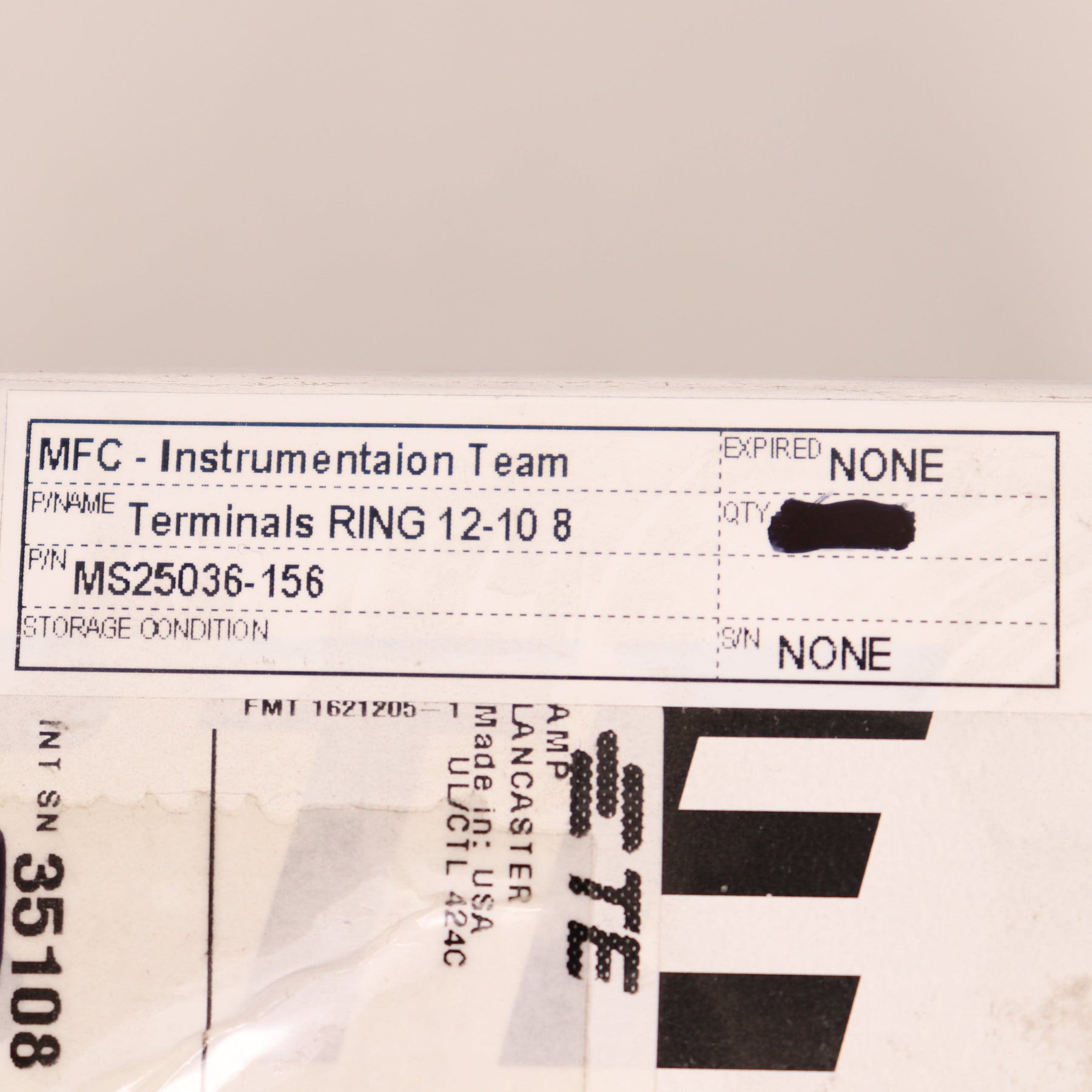 310 Pack TE Connectivity PIDG Ring Tongue Terminal, 10-10 AWG #8, MS25036-156