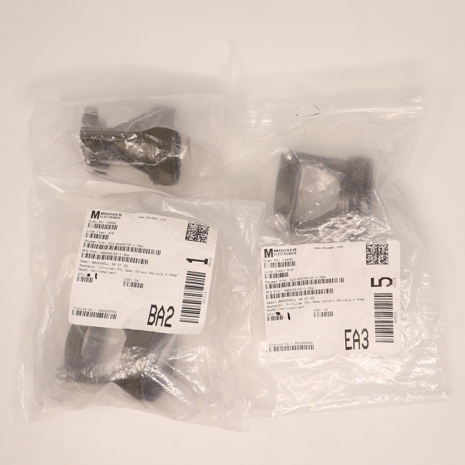 3-Pack Amphenol Circular MIL Spec Strain Relief Backshell M85049/52-1-36W
