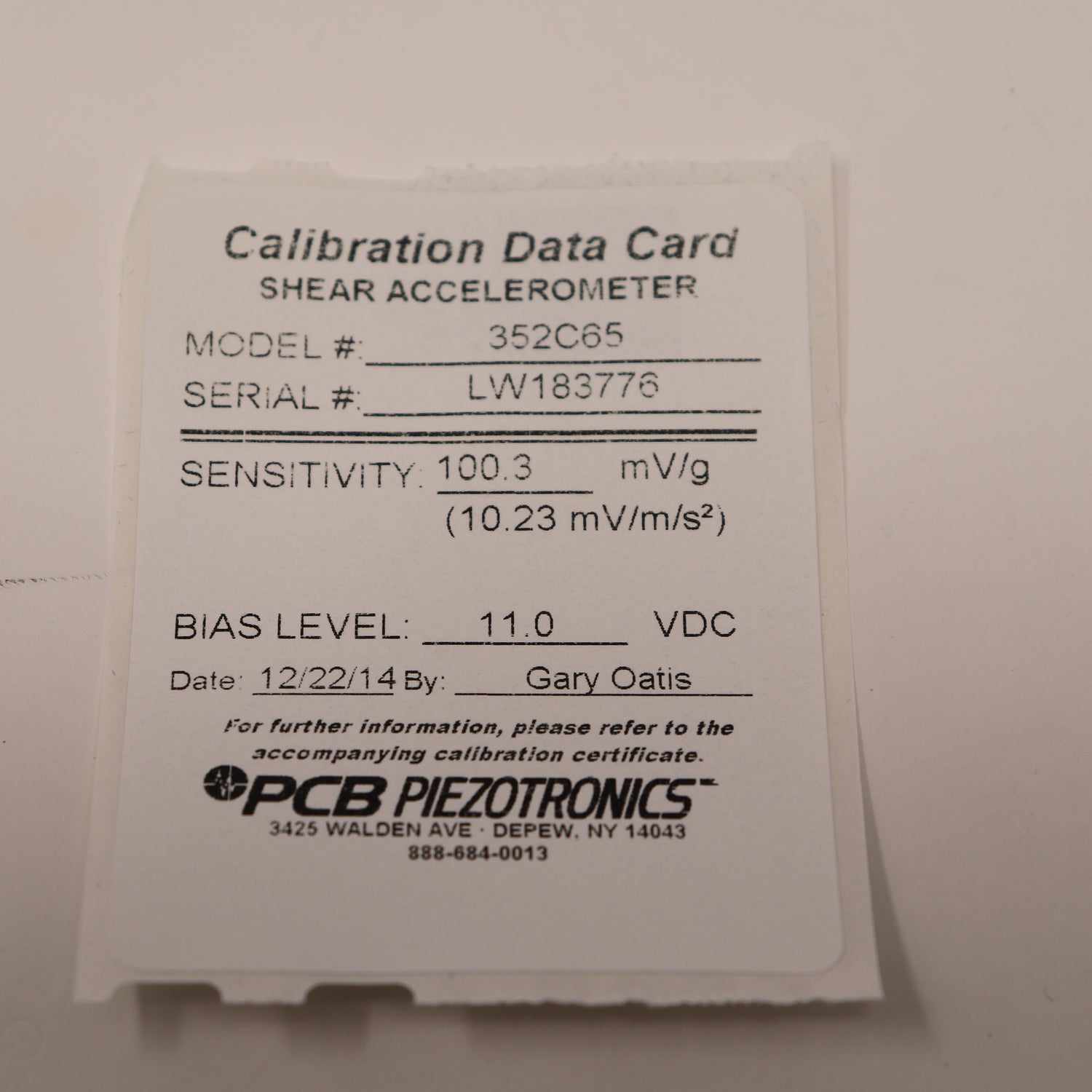 PCB Piezotronics Ceramic Shear ICP 100mV/g Accelerometer 352C65