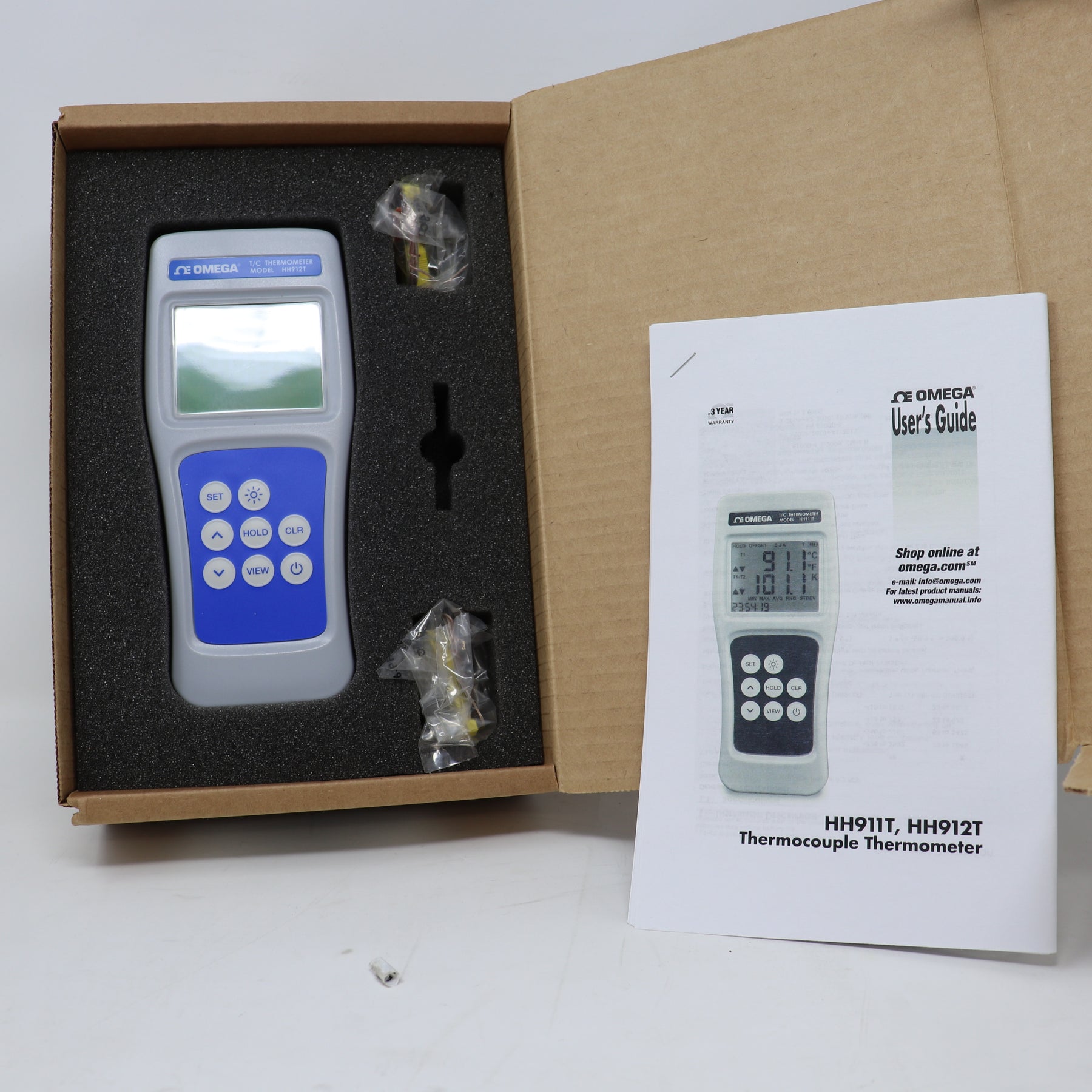OMEGA 2 Channel 0.04% Accuracy 4 Thermocouple Types Meter HH912T w Delta T