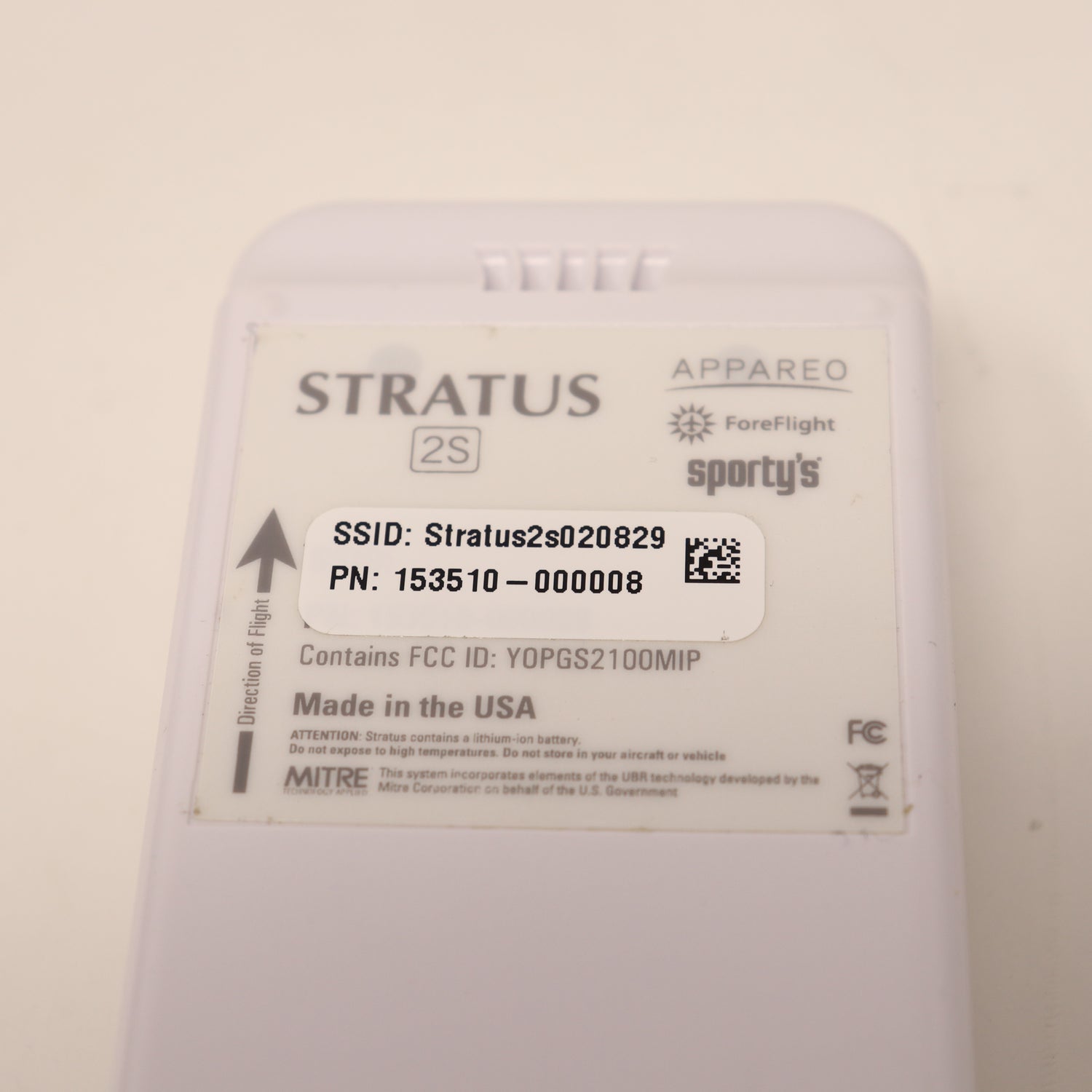 Appareo Stratus 2S Portable ADSB Receiver with Suction Mount & Charge