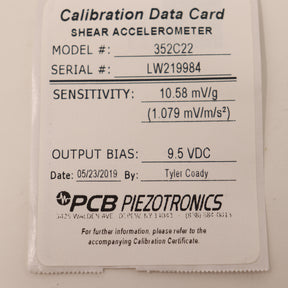PCB Piezotronics Ceramic Shear ICP 10 mV/g Accelerometer 352C22