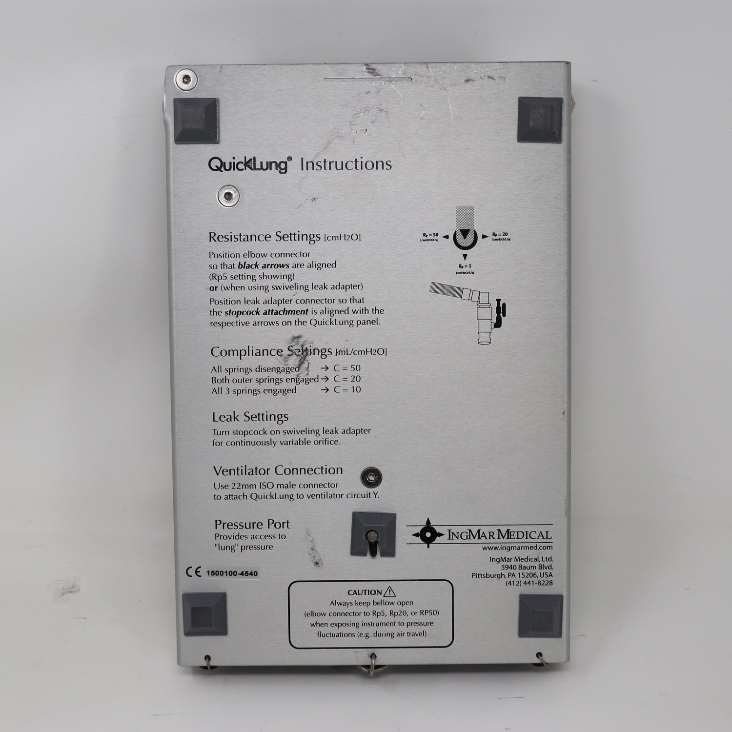 IngMar Medical QuickLung Test Lung for Ventilator Testing