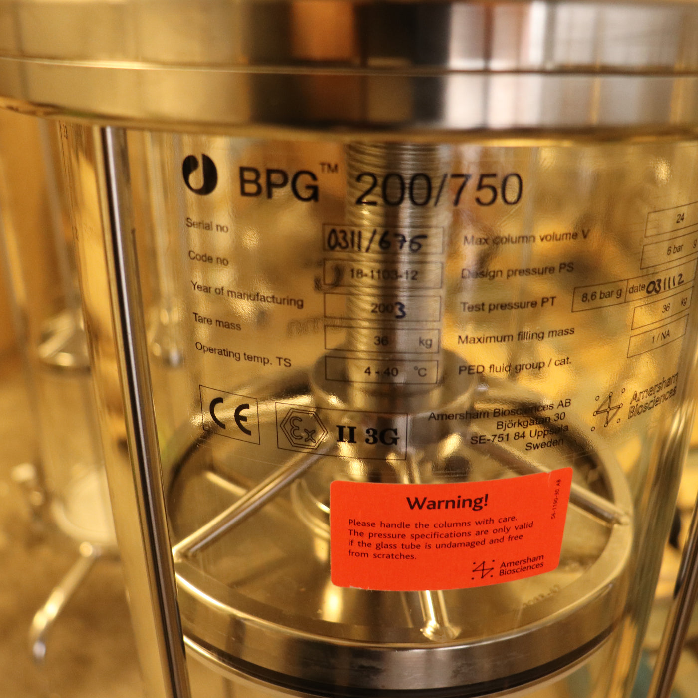 Cytiva GE BPG Glass Chromatography Columns 24L 200/750