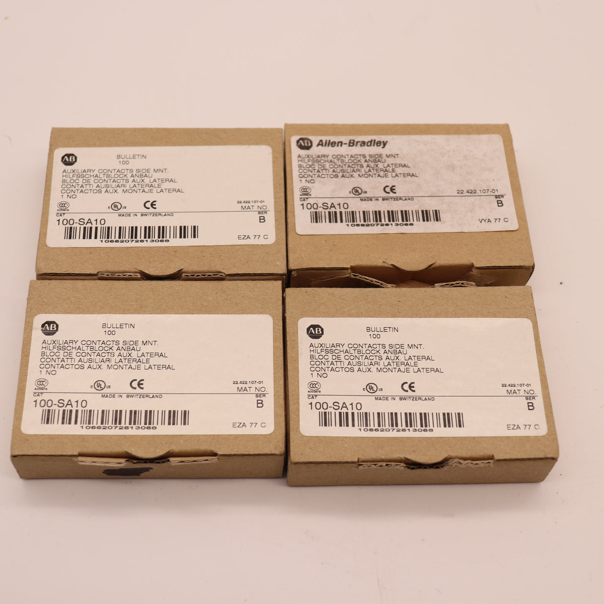 Lot of (4) Allen Bradley Auxiliary Contacts 100-SA10 Ser B