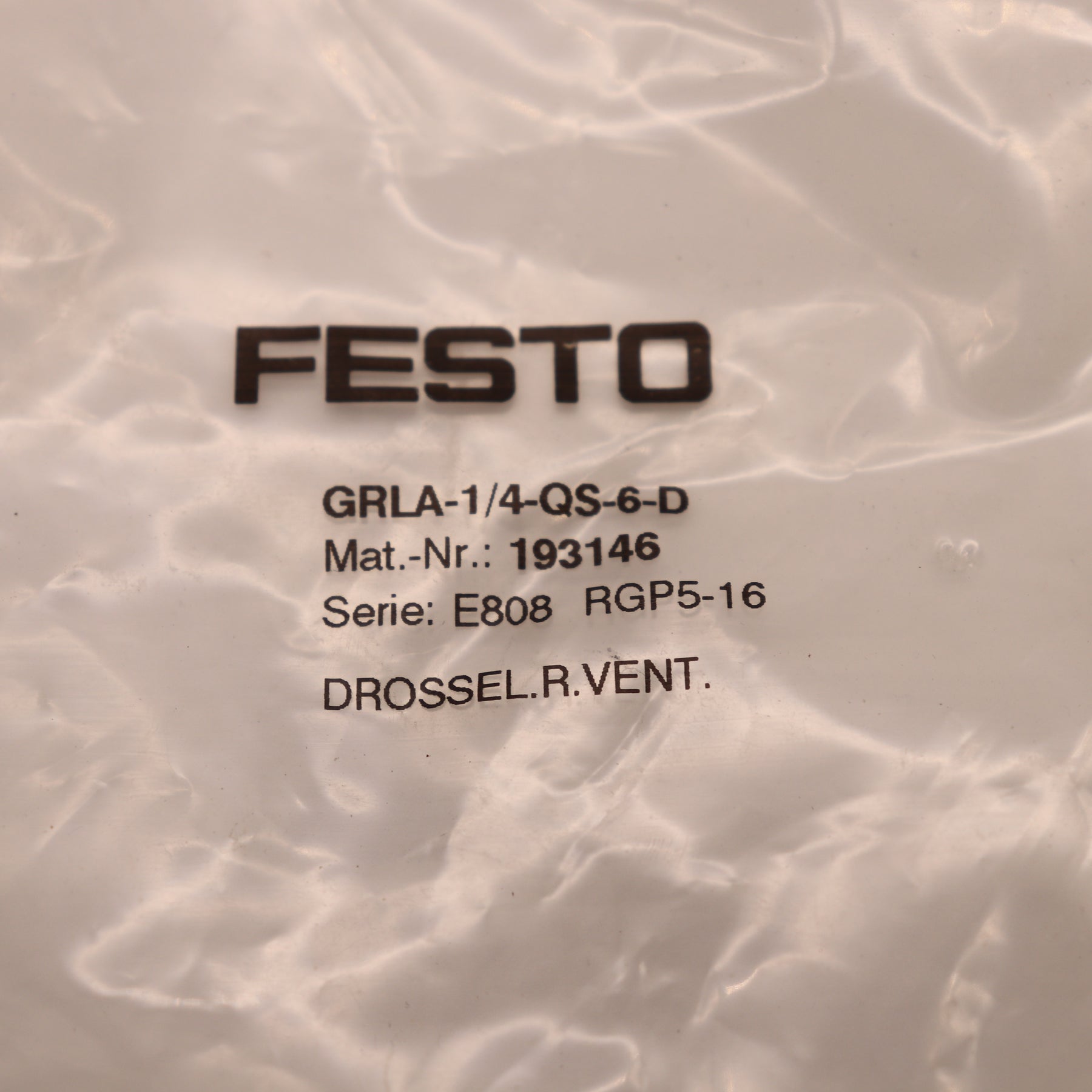 Festo One-Way Flow Control Valve GRLA-1/4-QS-6-D 193146