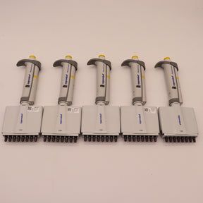 Lot of (5) Eppendorf Research Plus 8 Channel Pipettes 10-100 uL