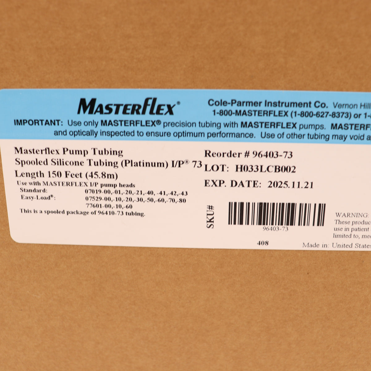 Masterflex Precision Peristaltic Pump Tubing I/P 26 73 82