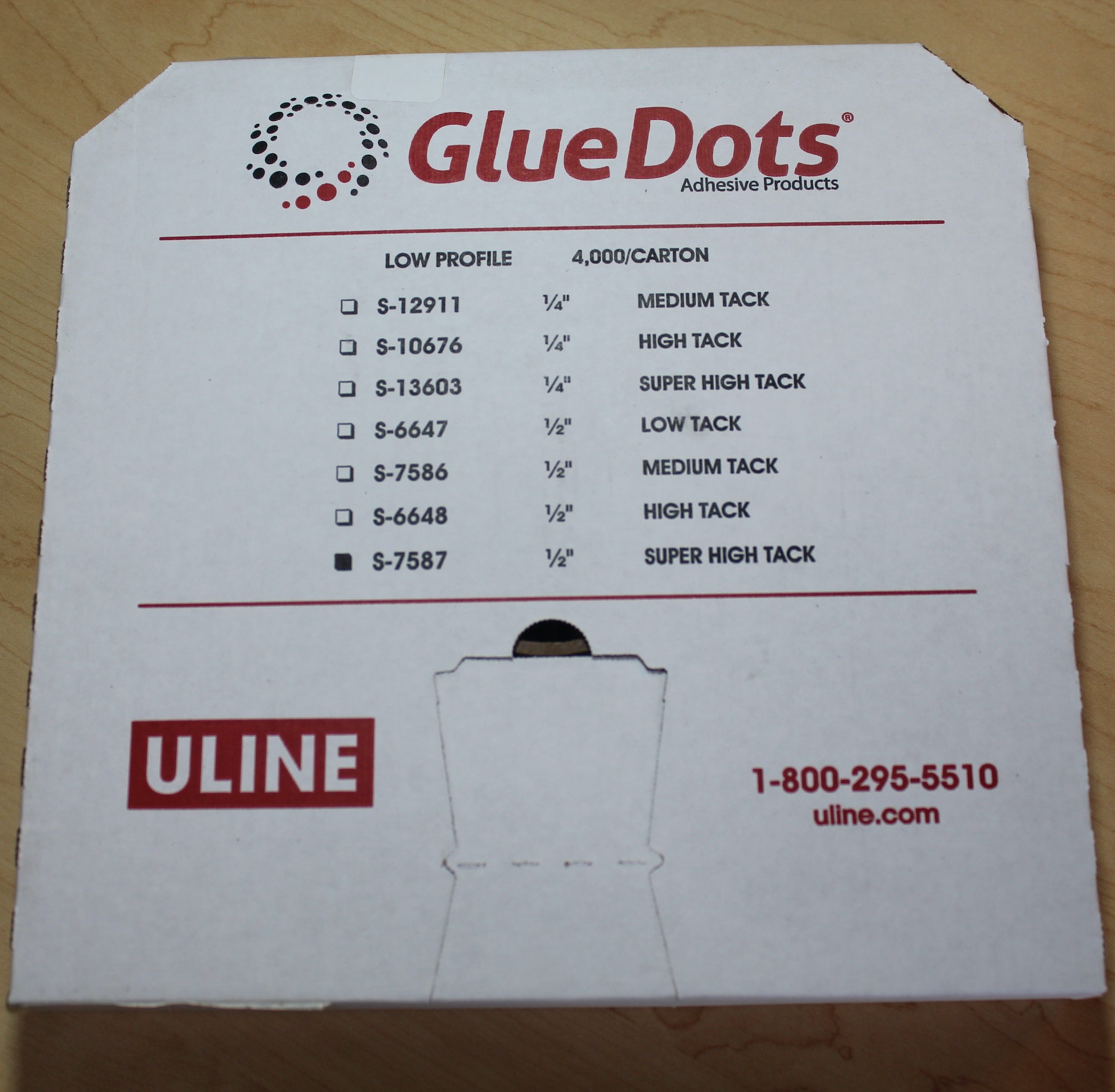 Uline Glue Dots Dispenser Box - 1/2